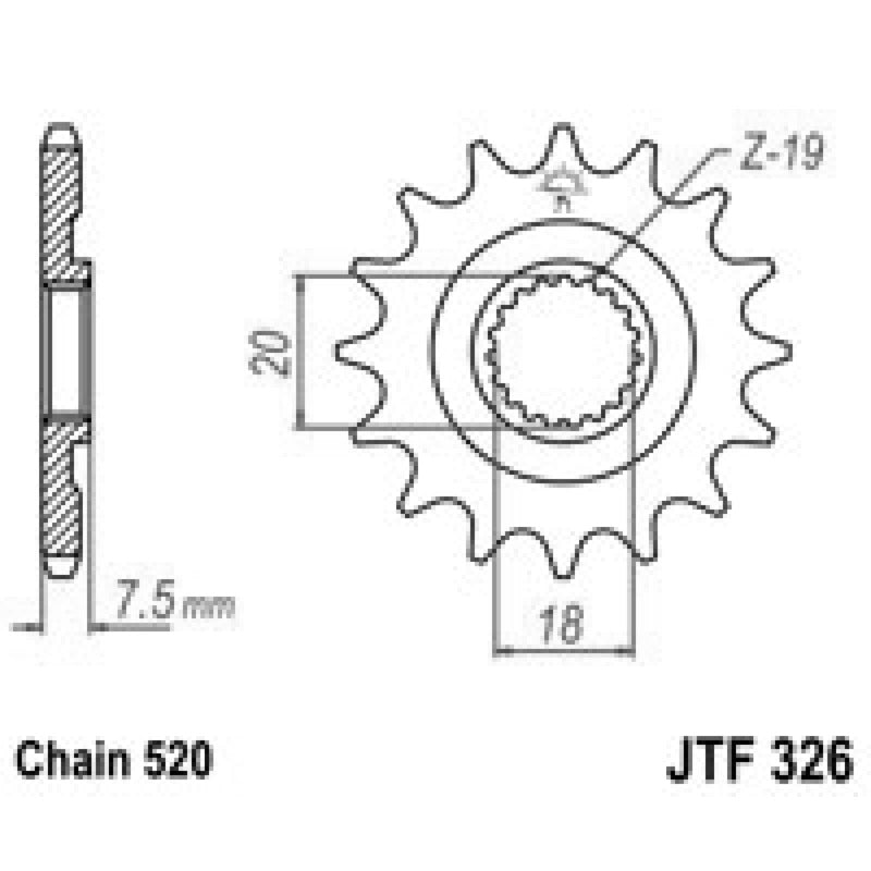 PIGNONE TRASMISSIONE PER MOTO HONDA CR JT 326 Z13 JTF326.13 13 DENTI PASSO 520 - foto originale