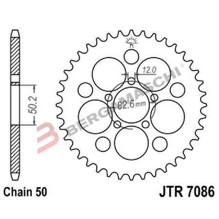 CORONA PER TRASMISSIONE MOTO JT 7086 Z48 Z ZINCATA JTR7086.48Z 48 DENTI ACCIAIO