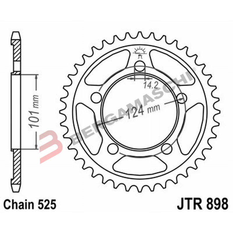 CORONA PER TRASMISSIONE MOTO JT 898 Z38 ZBK ZINCATA NERA JTR898.38ZBK 38 DENTI