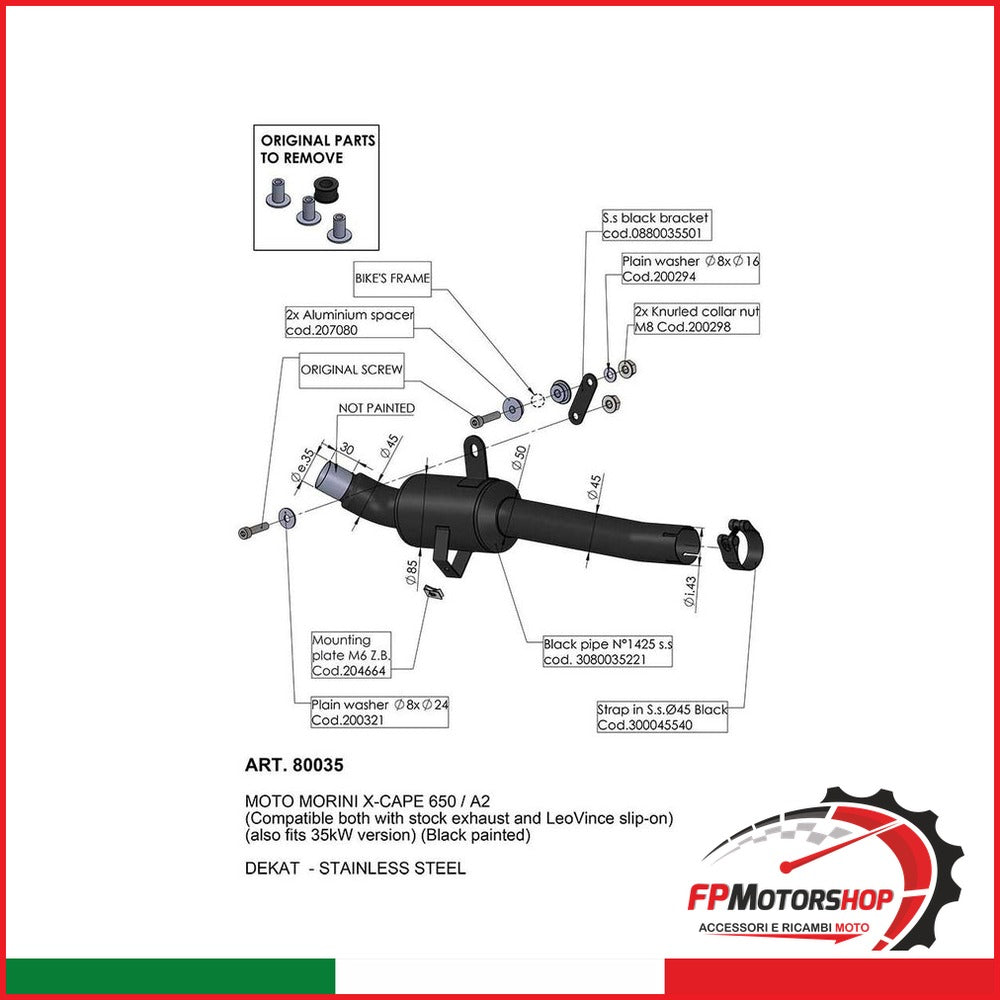 RACCORDO ELIMINA CAT. MOTO MORINI LEOVINCE 80035 X-CAPE 650 21- DAL 2021