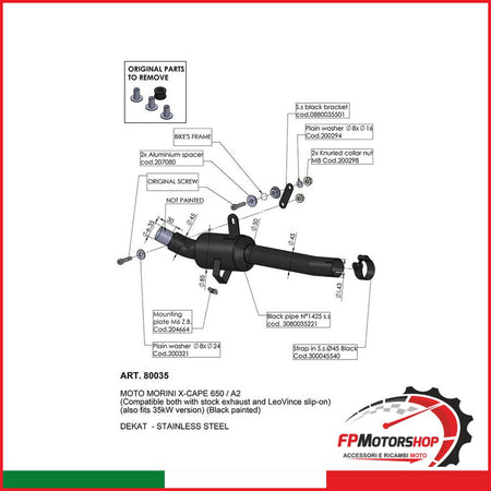 RACCORDO ELIMINA CAT. MOTO MORINI LEOVINCE 80035 X-CAPE 650 21- DAL 2021