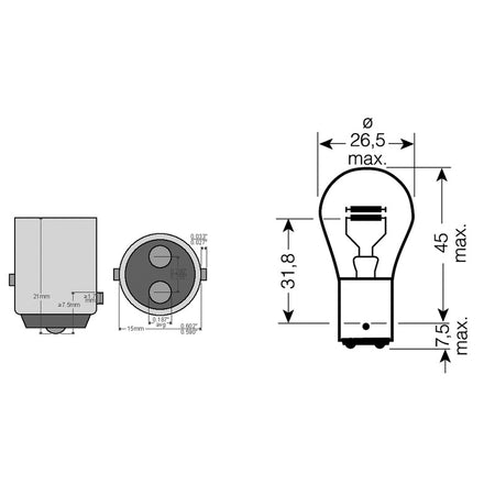 SCATOLA 10PZ LAMP.BILUX ROSSA12V 21/5W BAY15D RIATEC E034973 - foto originale