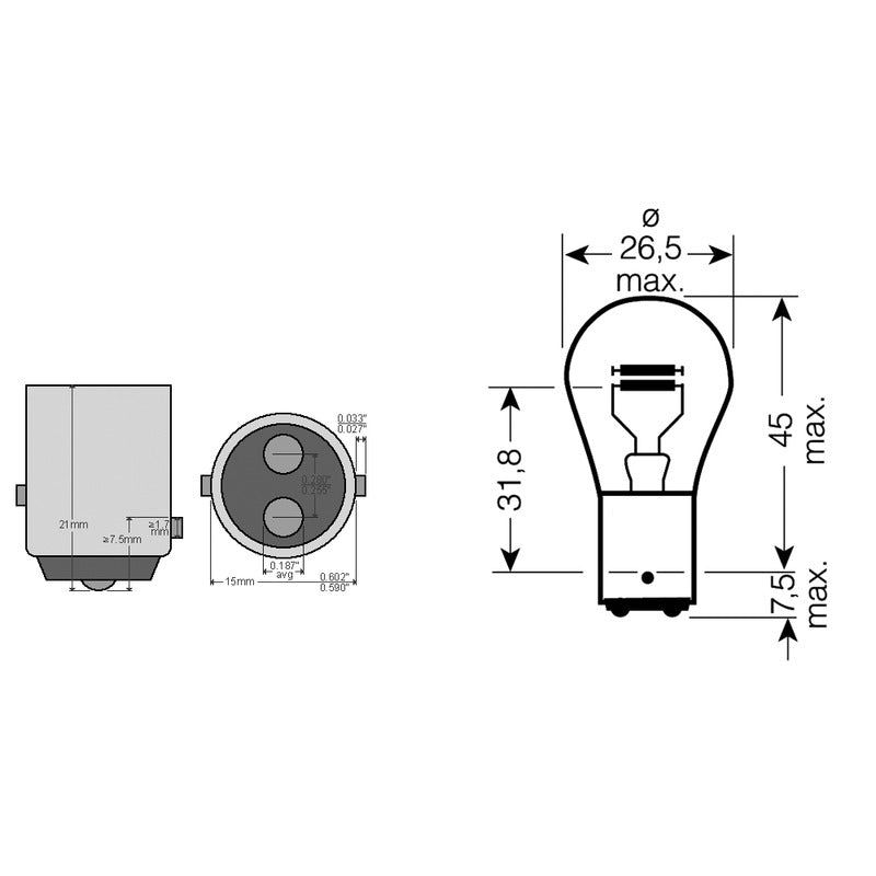 SCATOLA 10PZ LAMP.BILUX ROSSA12V 21/5W BAY15D RIATEC E034973 - foto originale