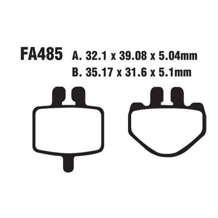 PASTIGLIE FRENO MOTO EBC FA485TT TT QUADZILLA MICRO BUGGY 50 05 09 2005-2009