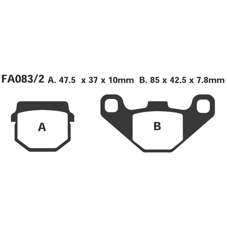 PASTIGLIE FRENO MOTO EBC FA083/2TT SUZUKI RM80-KAWA KMX 50 RM80 KAWASAKI