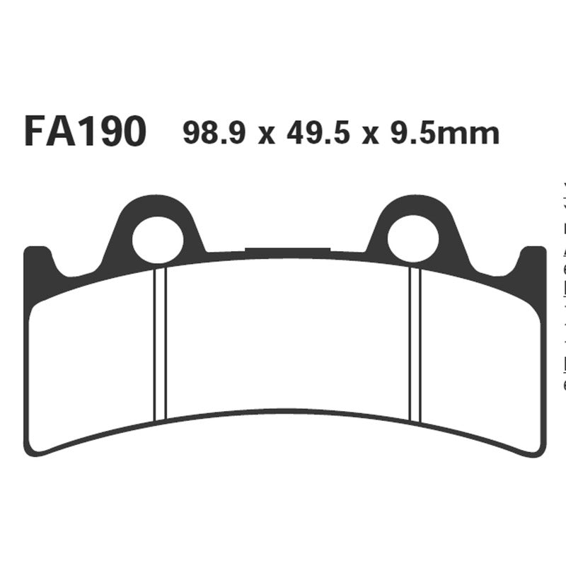 PASTIGLIE FRENO MOTO EBC FA190 YAMAHA YFZ750 RR -97 ANT. ANTERIORE ORGANICA