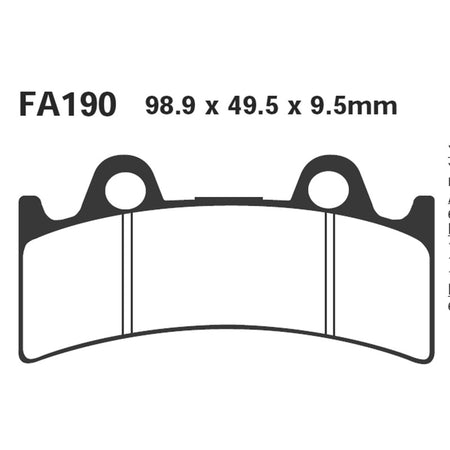PASTIGLIE FRENO MOTO EBC FA190 YAMAHA YFZ750 RR -97 ANT. ANTERIORE ORGANICA