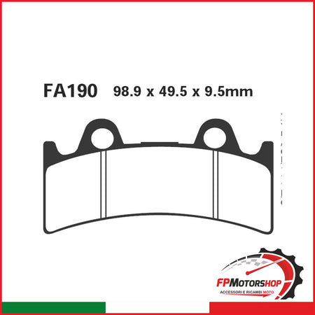 PASTIGLIE FRENO MOTO EBC FA190 YAMAHA YFZ750 RR -97 ANT. ANTERIORE ORGANICA