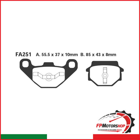 PASTIGLIE FRENO MOTO EBC FA251 BUELL S1 LIGHTNING POST. POSTERIORE ORGANICA