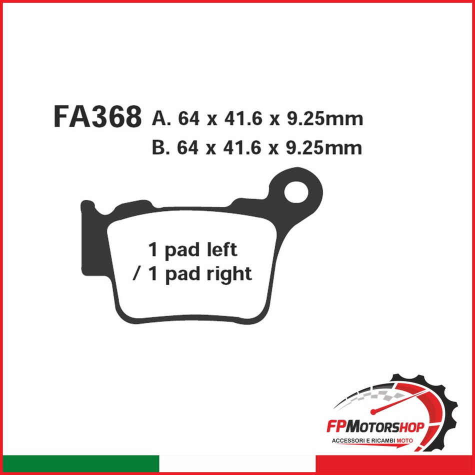 PASTIGLIE FRENO MOTO EBC FA368TT KTM SX 03- POST. DAL 2003 HUSQVARNA SWM