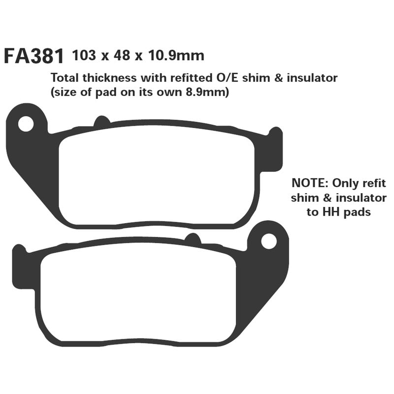 PASTIGLIE FRENO MOTO EBC FA381 H.D.883 ANT. 2004-2005 HARLEY DAVIDSON