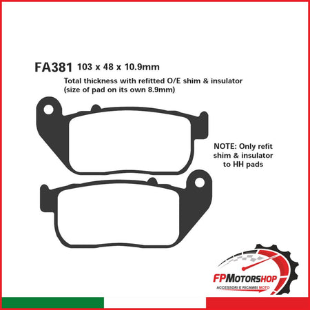 PASTIGLIE FRENO MOTO EBC FA381 H.D.883 ANT. 2004-2005 HARLEY DAVIDSON