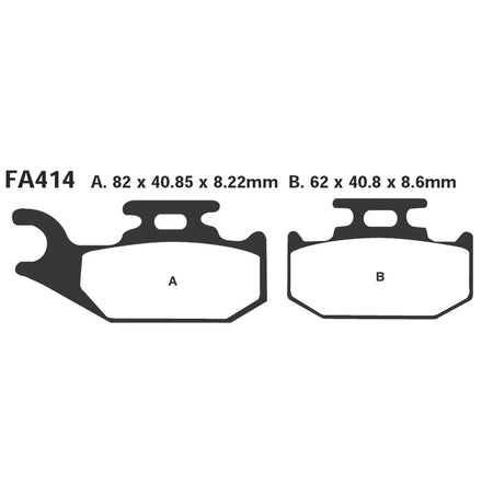 PASTIGLIE FRENO MOTO EBC FA414TT SUZUKI 700 KINGQUAD ANT.DX 05 07 ANTERIORE DX