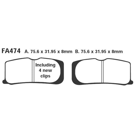 PASTIGLIE FRENO MOTO EBC FA474 CAN-AM SPYDER 990 08- ANT. ANTERIORE DAL 2008