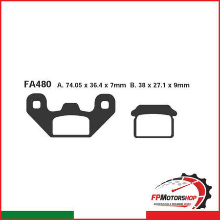PASTIGLIE FRENO MOTO EBC FA480 QUADZILLA WK 140 POST. QUAD 06 08 POSTERIORE