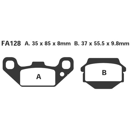 PASTIGLIE FRENO MOTO EBC FA128R R KAWASAKI KSF 250 ANT 94 04 ANTERIORE 1994-2004