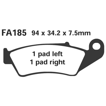 PASTIGLIE FRENO MOTO EBC FA185R R HONDA CRF 450 03- ANT. DAL 2003 APRILIA
