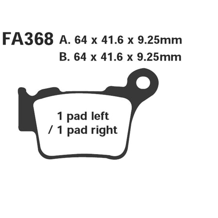 PASTIGLIE FRENO MOTO EBC FA368R R KTM SX 03- POST. DAL 2003 HUSQVARNA SWM