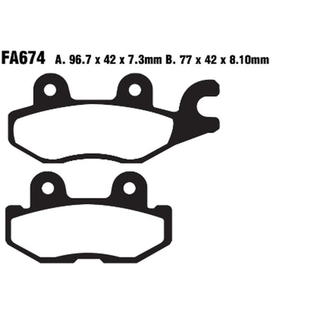 PASTIGLIE FRENO MOTO EBC FA674R R YAMAHA YXM 700 14- POST.SX QUAD POST. SX 16