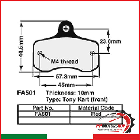 [R1501102] PASTIGLIE KART 10 mm RED FA501