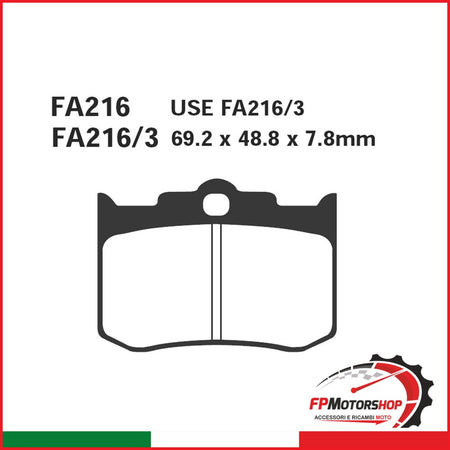 PASTIGLIE FRENO MOTO EBC FA216/3HH HH PINZA PERFORMANCE MACH. 4 PIST. PISTONCINI