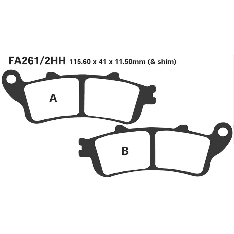 PASTIGLIE FRENO MOTO EBC FA261/2HH HH HONDA GL1800 POST 2001-2007