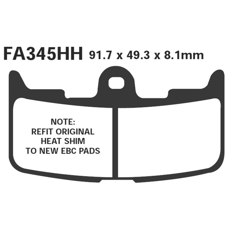 PASTIGLIE FRENO MOTO EBC FA345HH HH BUELL XB9R FIREB. 02- XB9S 10 SINTERIZZATA