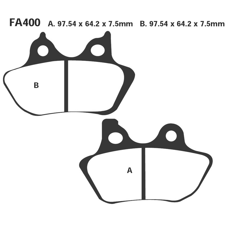 PASTIGLIE FRENO MOTO EBC FA400HH HH H.D. PINZA 4 PISTONCINI 2006-2007 HARLEY