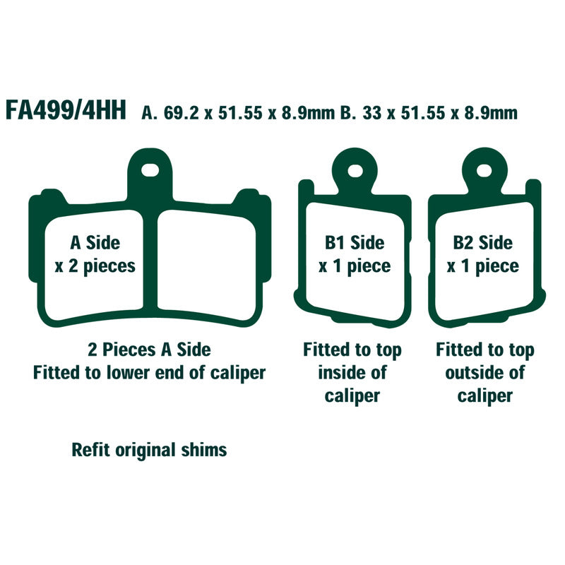 PASTIGLIE FRENO MOTO EBC FA499/4HH HH HONDA VFR1200 ANT ANTERIORE VFR 1200 10