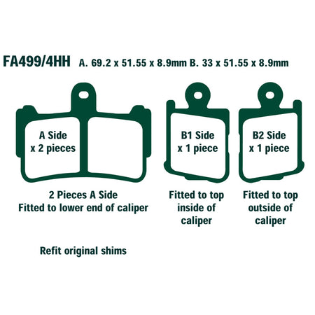 PASTIGLIE FRENO MOTO EBC FA499/4HH HH HONDA VFR1200 ANT ANTERIORE VFR 1200 10