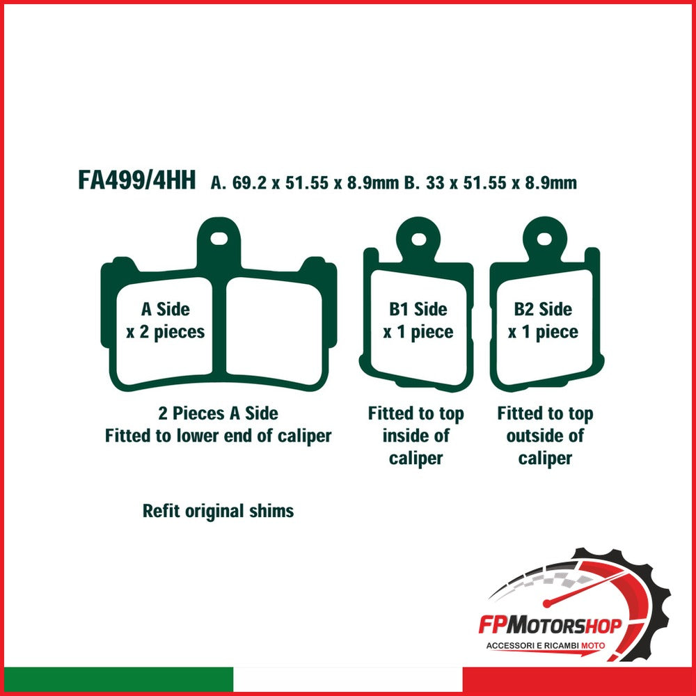PASTIGLIE FRENO MOTO EBC FA499/4HH HH HONDA VFR1200 ANT ANTERIORE VFR 1200 10