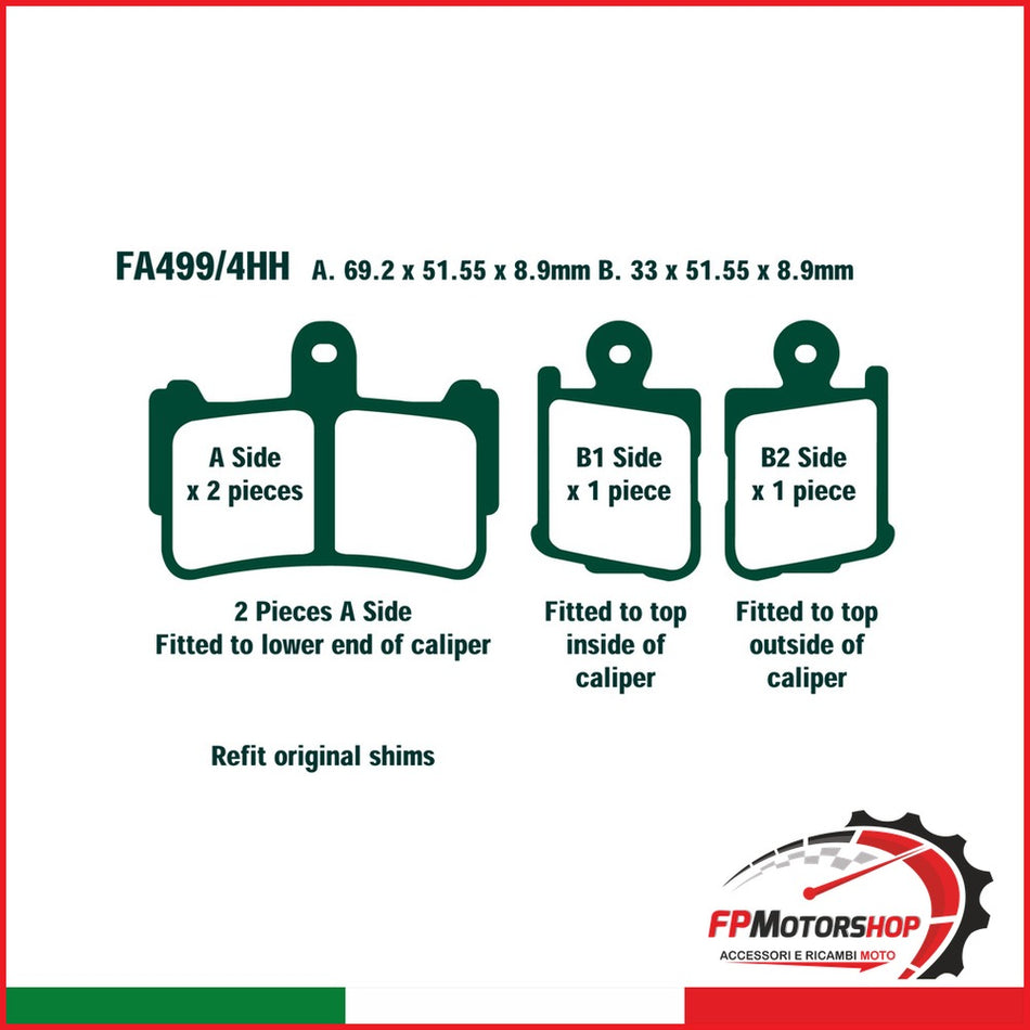 PASTIGLIE FRENO MOTO EBC FA499/4HH HH HONDA VFR1200 ANT ANTERIORE VFR 1200 10