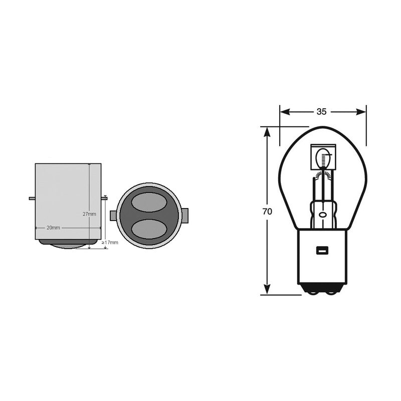LAMPADA BILUX 12V 45/40W BA20D RIATEC E034186 - foto originale