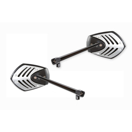 COPPIA SPECCHI SPECCHIETTI UNIVERSALI PER S55185502 BKR ARGENTO BRACCIO NERO