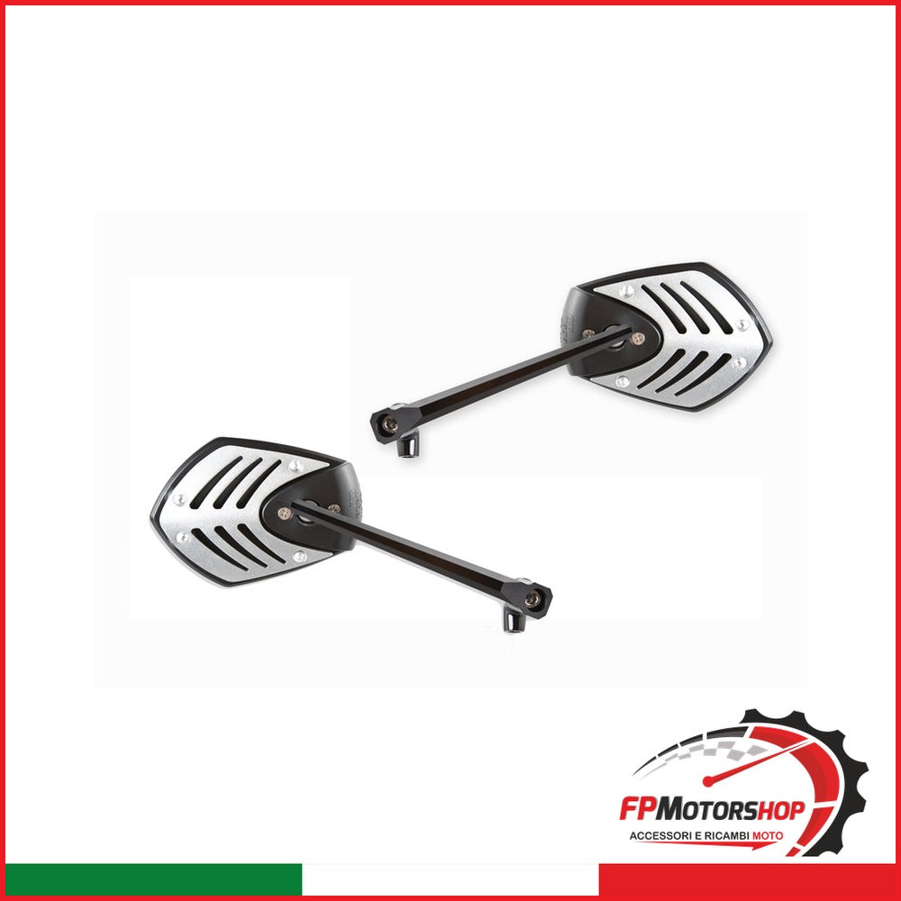 COPPIA SPECCHI SPECCHIETTI UNIVERSALI PER S55185502 BKR ARGENTO BRACCIO NERO