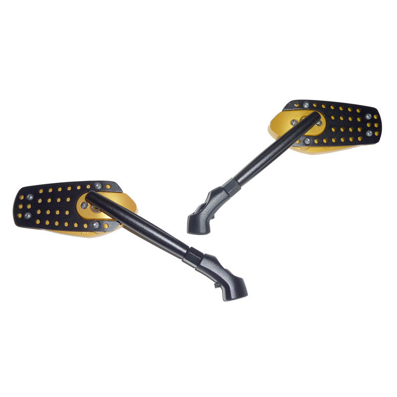 COPPIA SPECCHI SPECCHIETTI UNIVERSALI PER S55185701 BKR ORO BRACCIO NERO