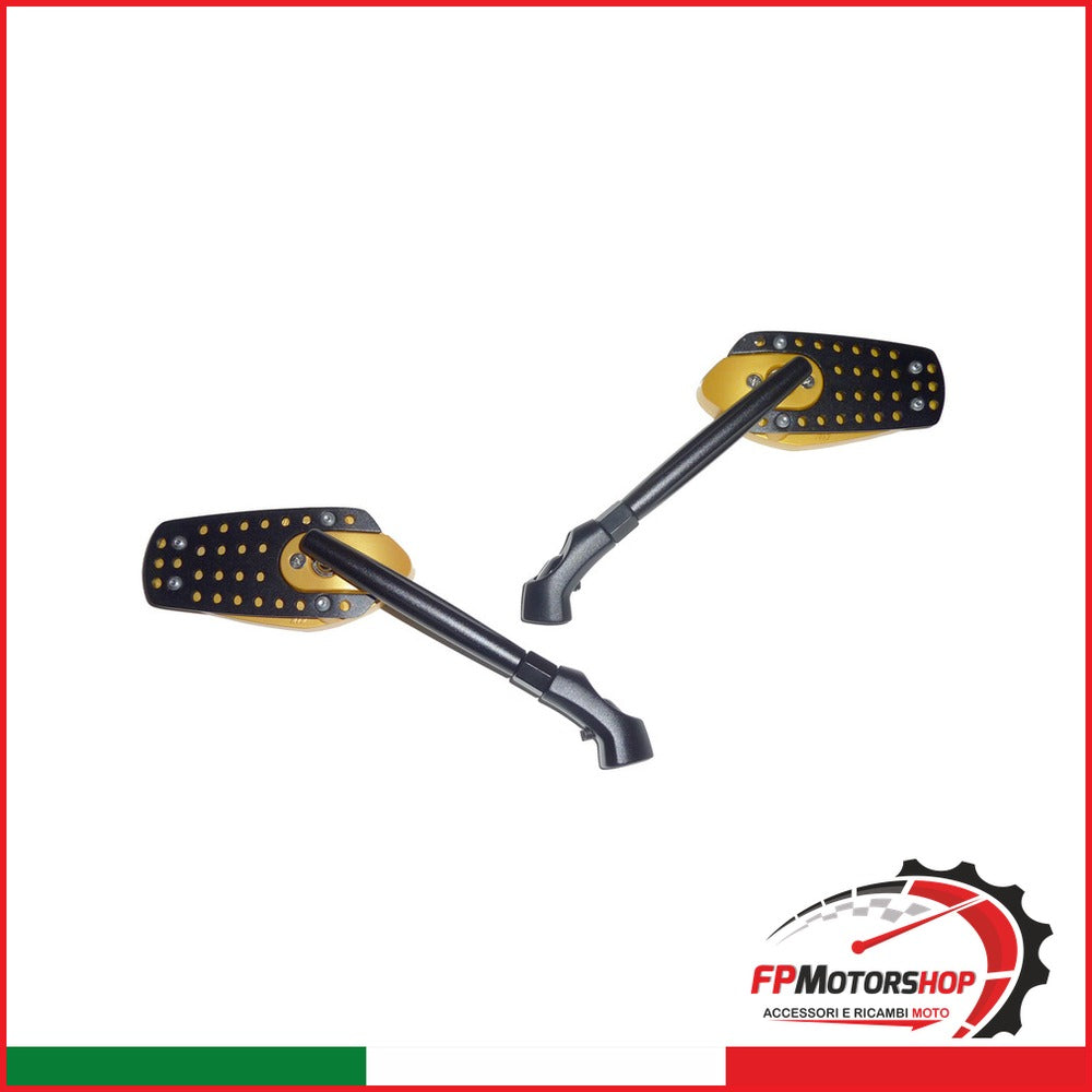 COPPIA SPECCHI SPECCHIETTI UNIVERSALI PER S55185701 BKR ORO BRACCIO NERO