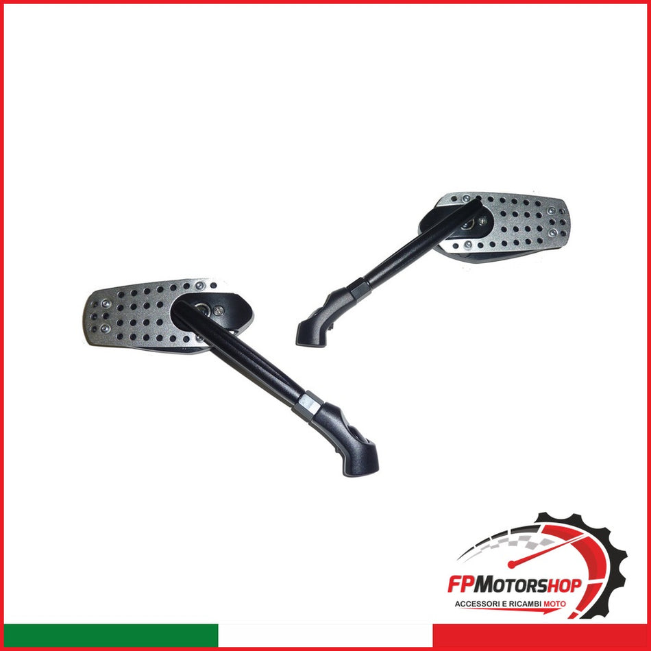 COPPIA SPECCHIETTI UNIVERSALI PER MOTO S55185702 BKR ARGENTO BRACCIO NERO 150MM