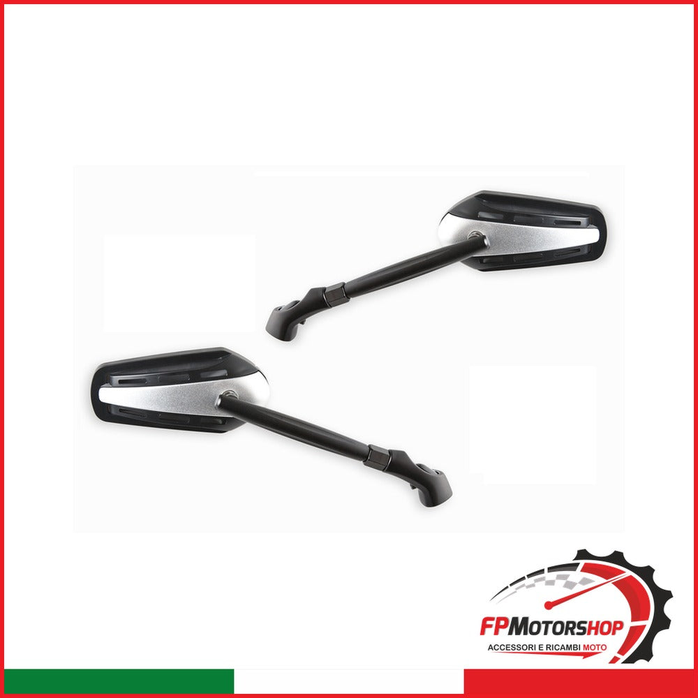 COPPIA SPECCHIETTI UNIVERSALI PER MOTO S5518581 BKR ARGENTO BRACCIO NERO
