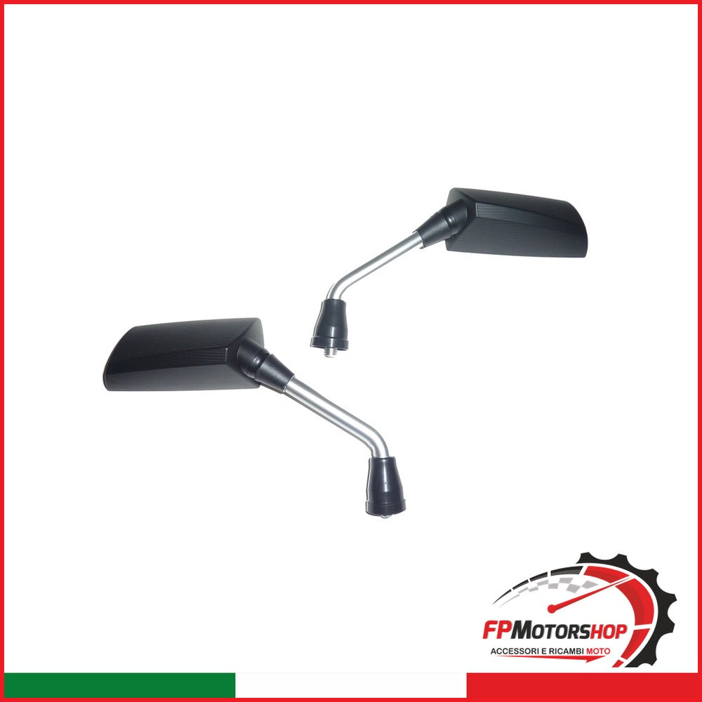 COPPIA SPECCHIETTI PER MOTO BKR S5518603 RETTANGOLARE NERO E ARGENTO BRACCIO