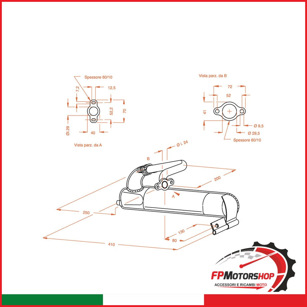 MARMITTA SITO PIAGGIO VESPA ET3 0238 125 MOD. 2050-1990