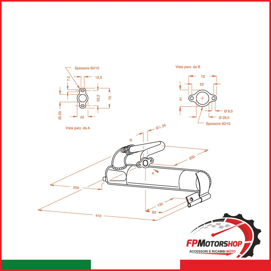 MARMITTA SITO PIAGGIO VESPA ET3 0238 125 MOD. 2050-1990