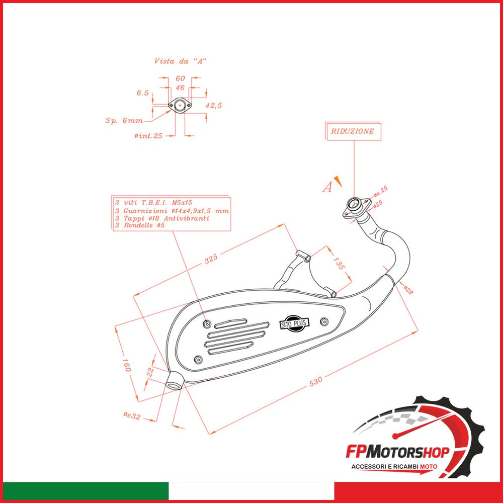 MARMITTA SITOPLUS VESPA 50 2T 0264 ET2 LX SPRINT APRILIA PIAGGIO