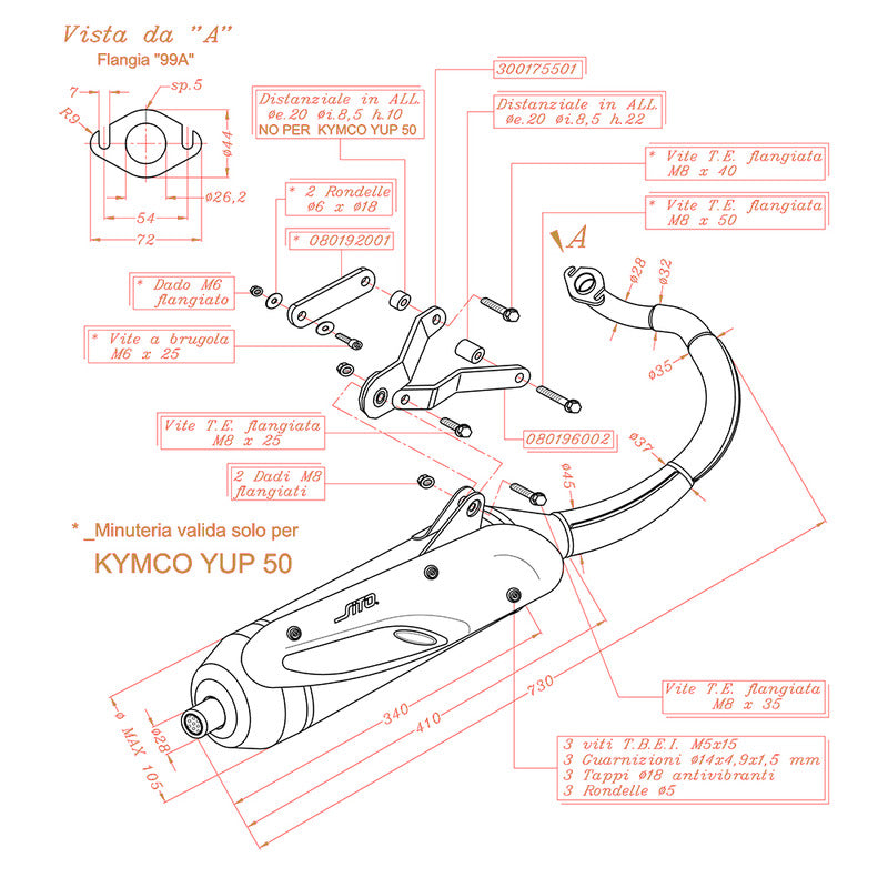 MARMITTA SITO KYMCO AGILITY 50 BREMBO 0701 R16 2T 2010-2012