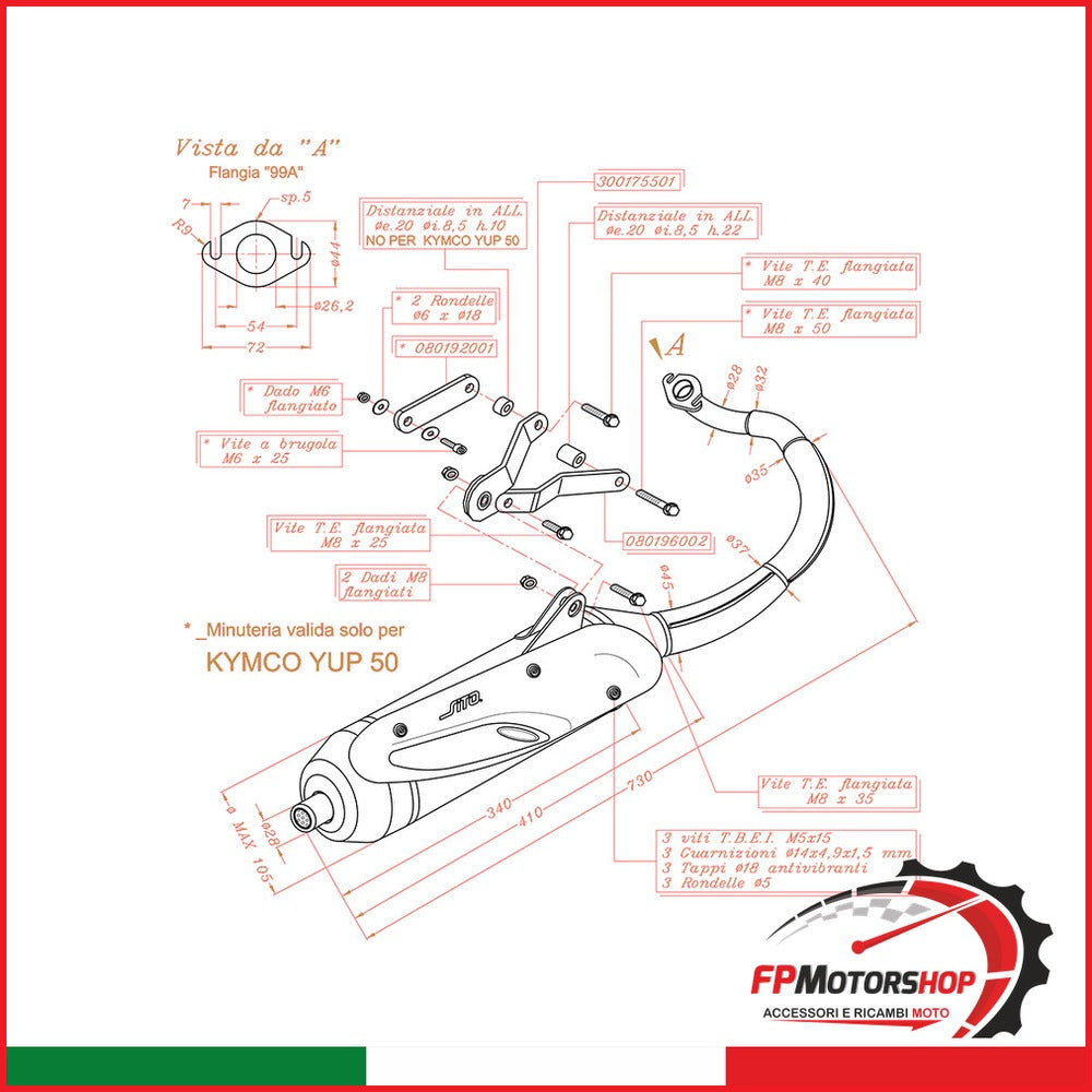 MARMITTA SITO KYMCO AGILITY 50 BREMBO 0701 R16 2T 2010-2012