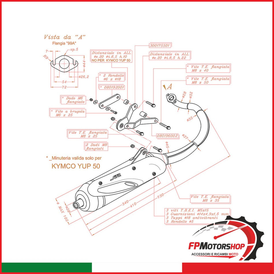 MARMITTA SITO KYMCO AGILITY 50 BREMBO 0701 R16 2T 2010-2012