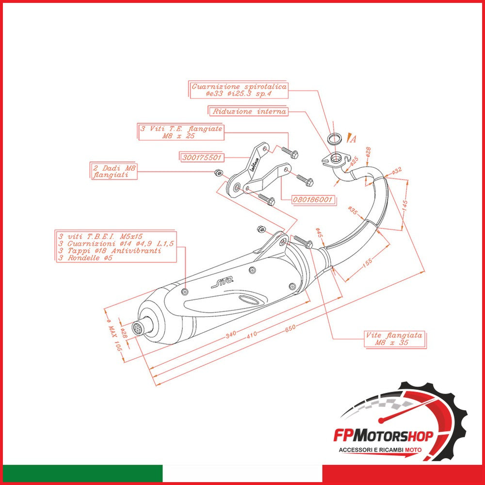 MARMITTA SITO YAMAHA AEROX 50 BREMBO 0716 KAT 2004-2012