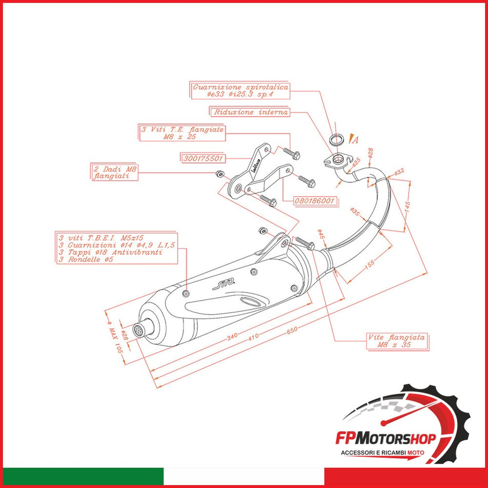 MARMITTA SITO YAMAHA AEROX 50 BREMBO 0716 KAT 2004-2012