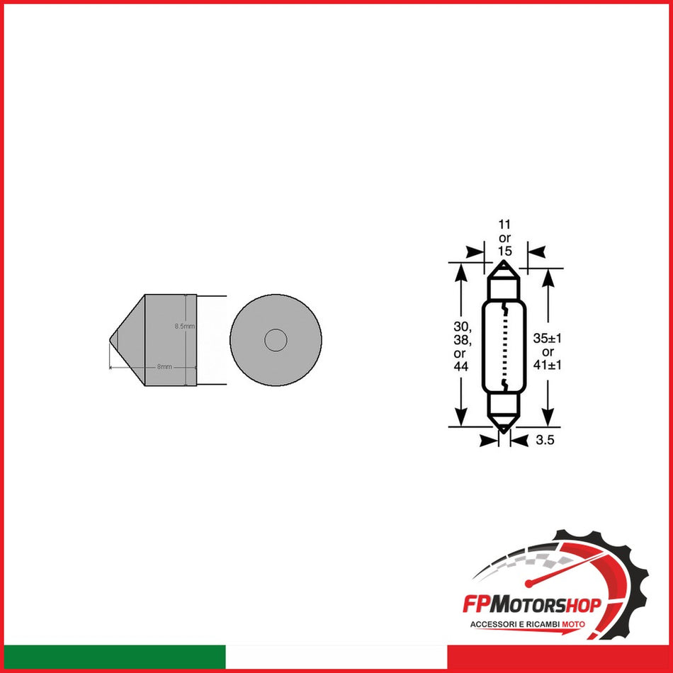 SCATOLA 10PZ LAMP.SILURO 6V10W 15X44 SV8,5-8 RIATEC E034745 - foto brandizzata