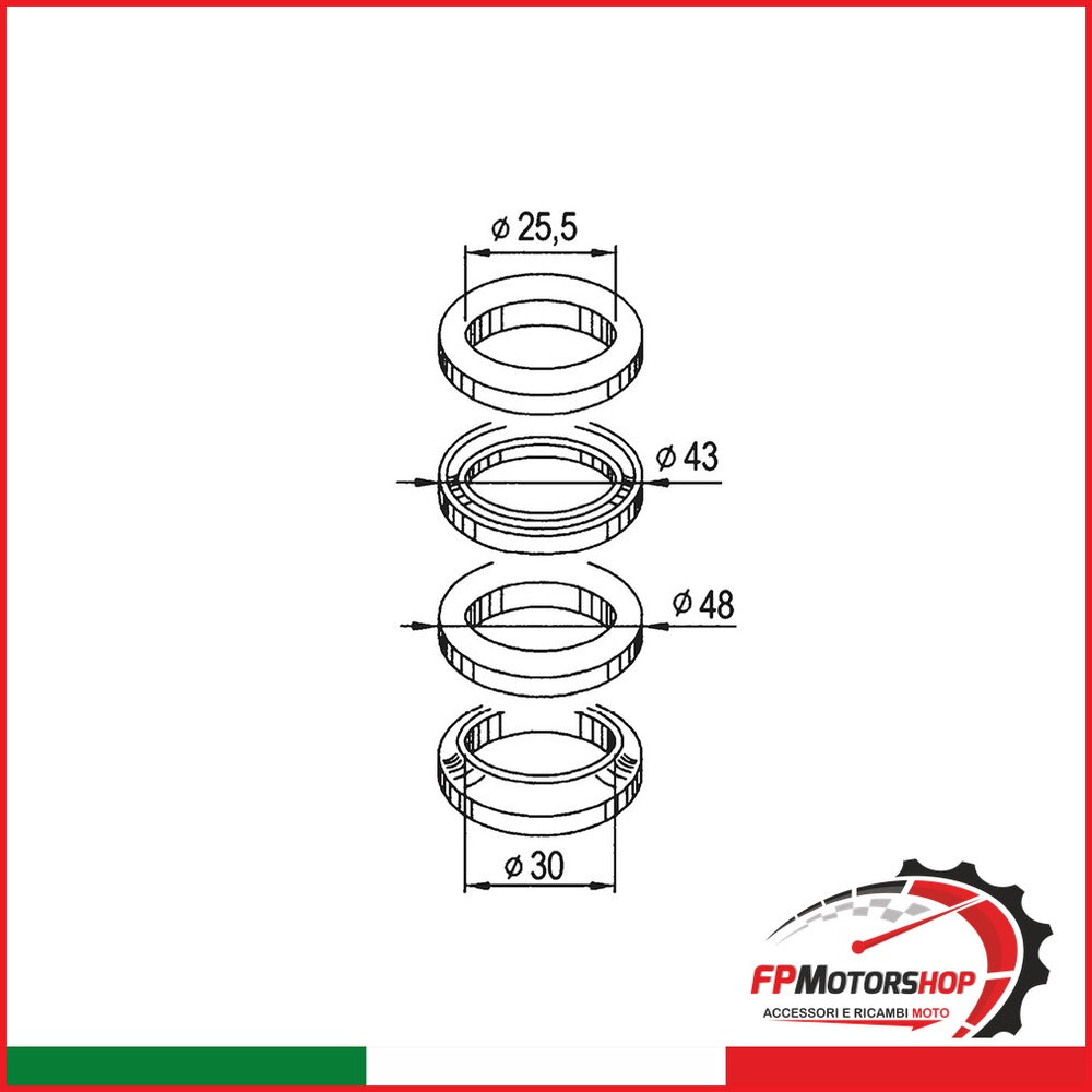 KIT RALLE STERZO PER PEUGEOT OKYAMI V739100222 50 SPEEDFIGHT KISBEE VIVACITY